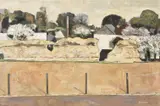 Village landscape by Keith Frederick Grant, oil, sold Oct 2021