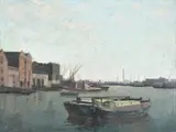 River Thames from Tower Bridge by Harold Workman, oil, sold Oct 2021