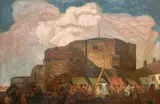 The StrongholdOil on boardSigned with initials (lower right)76 x 117cm (29¾ x 46 in.)Provenance:Property from a Private English Collector by Walter Bayes, oil, sold Oct 2021