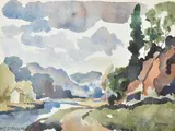 Dinan by Walter James Steggles, 1948, oil, sold Oct 2021
