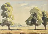 Trees at Bourne End by Walter James Steggles, 1950, oil, sold Oct 2021