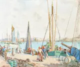 Breton harbour sceneOil on canvasSigned (lower right)62.5 x 75cm (24½ x 29½ in.)Condition Report: Relined by William Lee Hankey, oil, sold Oct 2021