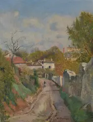 Le Village by Victor Vignon, Oil on canvas, sold Oct 2021