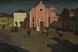 Duelling in the town square by Adolf Fényes, oil, sold Oct 2021