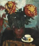 Chrysanthemums in a vase by Piet van Wijngaerdt, oil, sold Oct 2021