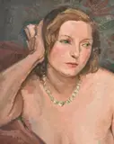 Nude with blue necklace by Jean Marchand, oil, sold Oct 2021