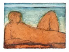 Figure Against a Skyline, Western Isles ScillyOil and charcoal on paper56 x 75cm (22 x 29½ in.)Provenance:Candover Gallery, Hampshire, 1997 by John Emanuel, charcoal on paper, sold Oct 2021