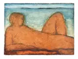 Figure Against a Skyline, Western Isles ScillyOil and charcoal on paper56 x 75cm (22 x 29½ in.)Provenance:Candover Gallery, Hampshire, 1997 by John Emanuel, charcoal on paper, sold Oct 2021
