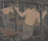 Miners by George Bissill, Oil on canvasSigned, sold Oct 2021