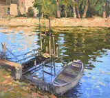 The Old PontoonOil on canvas45.5 x 51cm (17¾ x 20 in.)Provenance:Thompson's Gallery, LondonCondition Report: Under perspex, unexamined out of glazed frame by George Devlin, oil, sold Oct 2021