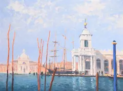Gondola PolesOil on canvasSigned (lower right); titled (verso)56 x 76cm (22 x 29¾ in.)Provenance:David Messum, London, stock no by John Miller, oil, sold Oct 2021