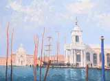Gondola PolesOil on canvasSigned (lower right); titled (verso)56 x 76cm (22 x 29¾ in.)Provenance:David Messum, London, stock no by John Miller, oil, sold Oct 2021