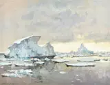 Icebergs at Base 'W' off the Grahamland coastOil on canvas laid to boardSigned (lower left)51 x 66cm (20 x 25 in.)Painted 1956-1957 by Edward Seago, oil, sold Oct 2021