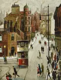 Bridge Street by Arthur Delaney, oil, sold Oct 2021