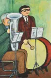 At Band Practice by Alan Lowndes, 1974, oil, sold Oct 2021