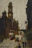 Oxford Road by Arthur Delaney, oil, sold Oct 2021