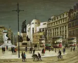 Piccadilly Gardens by Arthur Delaney, oil, sold Oct 2021