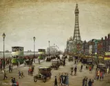 The Golden Mile and the Tower by Arthur Delaney, oil, sold Oct 2021