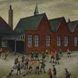 The fight in the School Yard by Arthur Delaney, oil, sold Oct 2021