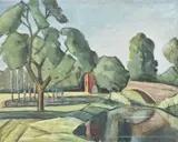 Landscape: Homage to Cezanne by Tom Malone, Oil on canvasboard, sold Oct 2021