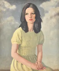 Seated Model by Tom Malone, Oil on board80 x, sold Oct 2021