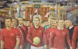 Manchester United in Procession by Michael J. Browne, 2013, oil, offered Oct 2021
