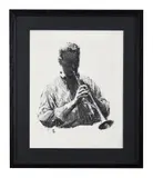Portrait of a Trumpet Player by Tracy Sugarman, gouache, offered Oct 2021