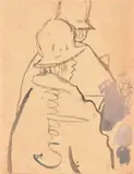 Girls in cloche hats by Gwen John, watercolor, sold Oct 2021