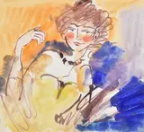 Lady wearing a necklace by Anatoly Zverev, Gouache on paper, sold Oct 2021
