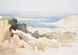 View of Porto Servo by Edward Seago, watercolor, sold Oct 2021