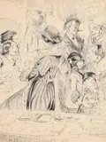 The family outing by Alfred Ost, ink, sold Oct 2021