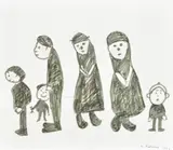 Six Figures by L. S. Lowry, 1969, pencil on paper, sold Oct 2021