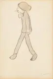 Figures wearing a bow tie and smoking a cigarette by L. S. Lowry, drawing, offered Oct 2021