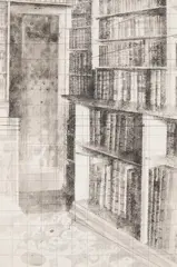 The Library Pen by Reginald Brill, ink and pencil, sold Oct 2021