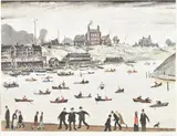 Crime Lake by L. S. Lowry, lithograph, sold Oct 2021