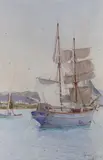 Brigantine Genoa by Louis Neville, 1908, watercolour, sold Oct 2022