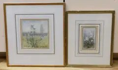 Study of a wood anemone and Study of a cuckoo flower, one signed in pencil, 15 x 14cm and 11 x 6cm by Helen Allingham, pencil, sold Oct 2022