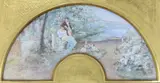 Family group under trees by Helena Mostingles, 1890, watercolour, sold Oct 2022