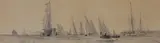 Cowes Week, The Royal Yacht dressed all over by William Lionel Wyllie, etching, sold Oct 2022