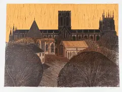 Canterbury by Robert Tavener, linocut, sold Oct 2022