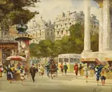 Paris street scene by Josep Pujol, oil on canvas, sold Oct 2022