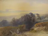 Figures on a downland track by Frank Gresley, watercolour, sold Oct 2022