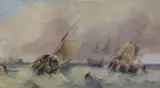 Shipping off the coast by Sidney Paget, watercolour, sold Oct 2022