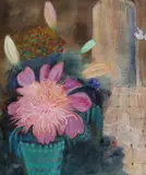 Flower study by C. Russell, 2007, oil on canvas, offered Aug 2022