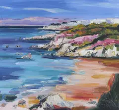 Beach at Pacific Grove by Judith I. Bridgland, oil on canvas, sold Aug 2022