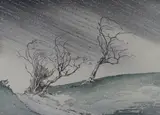 Wind and Rain by Arthur Rigden Read, woodcut, sold Aug 2022