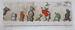 Coloured etching by Arthur Boris Klein, etching, sold Aug 2022