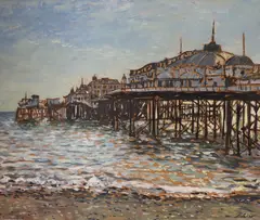 The Palace Pier, Brighton by Michael Blaker, oil on board, sold Aug 2022