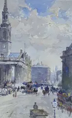 St Martin in the Fields by Charles James Lauder, watercolour, sold Aug 2022