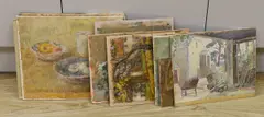 A group of assorted unframed oils and watercolours including by Archibald Sanderson, watercolor, sold Aug 2022